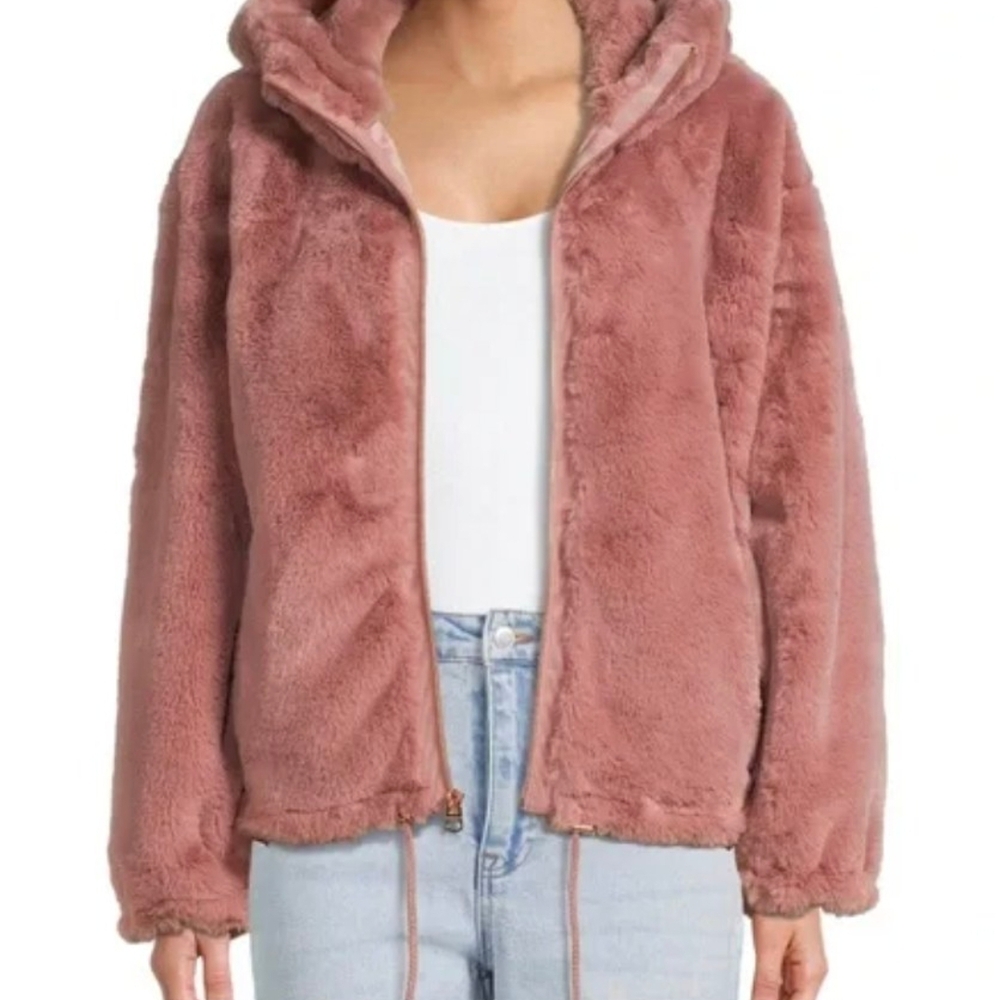 Cozy Tan Faux Fur Hooded Jacket